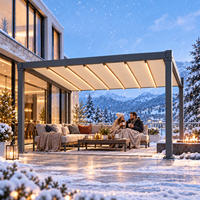 Pergola motorisée en PVC prête à l'emploi, auvent pliant rétractable, toit extérieur imperméable pour jardin et extension de maison
