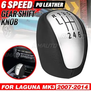 6 Speed Manual Gear Shift Knob For Renault Laguna Mk3 2007 2008 2009 2010 2011 2012 2013 2014 PU Leather Lever Shifter Hand Bal