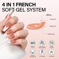 Uñas de Gel Largas Tipo Ataúd Listas para Usar, Diseño Francés Brillante, Set Profesional de 180 Piezas, 15 Tamaños, Fácil de Colocar, para Salón