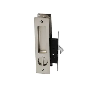 Satin Nickel Entrance Function Pocket Sliding Door Lock With Key