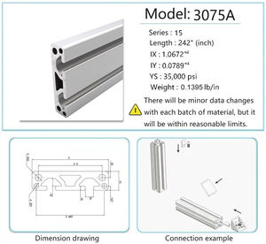 Cina produttore 8207 nero 15serie 15 pollici BS3075A T SLOT 10/15 pollici chiaro anodizzato T-scanalato in alluminio profilo estrusione - Product Image 4
