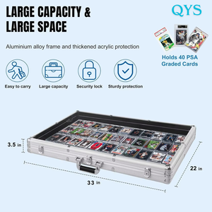 YY Large Aluminum Trading Card Display Case, <b>Lockable</b> <b>Storage</b> <b>Box</b> for Sports Cards, TCG, Jewelry Collection Showcase - Product Image 5