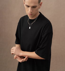 Người Đàn Ông Của Heavyweight 310G Áo Thun Mát Sorona Tối Giản Quá Khổ Nửa Cao Cổ T-Shirt 100% Cotton Mùa Hè Sạch Phù Hợp T-Shirts - Product Image 3