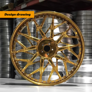 Diseños 3D para Ruedas de 2 Piezas con Borde Profundo, Llantas Cromadas con Radios Dorados, 2/3 Piezas, 22, 24, 26 Pulgadas para Corvette, Camaro, <span class=keywords><strong>Challenger</strong></span> - Product Image 1