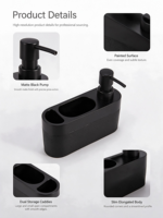 Distributeur de savon rechargeable en polyrésine avec pompe pour évier de cuisine et comptoir de salle de bain