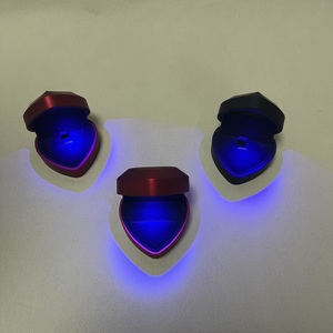 Wholesale Luxury Heart & Square Shape Jewelry Storage Ring Box LED Lights Custom Logo High Gloss Paint Gold Foil Plasti - Product Image 1