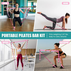 <span class=keywords><strong>Barre</strong></span> de Pilates réglable avec bandes de résistance en TPE pour femmes, équipement d'entraînement multifonctionnel à domicile, entraînement des jambes et des bras, portable - Product Image 3