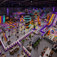 Équipement de terrain de jeu intérieur sur mesure de grande taille pour centre de divertissement familial avec toboggans de trampoline et cordes aériennes