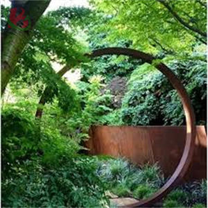 Jardín contemporáneo Puerta <span class=keywords><strong>de</strong></span> la <span class=keywords><strong>luna</strong></span> <span class=keywords><strong>de</strong></span> metal Diseño <span class=keywords><strong>de</strong></span> acero corten al aire libre privado Pérgola <span class=keywords><strong>de</strong></span> madera tratada a presión natural Pabellón Gazebo - Product Image 4