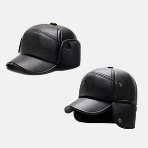 Casquette <span class=keywords><strong>d</strong></span>écontractée unisexe <span class=keywords><strong>d</strong></span>'hiver pour homme <span class=keywords><strong>d</strong></span>'âge moyen, en toile brossée à 6 panneaux, avec protection auriculaire, style baseball, embossée - Product Image 3