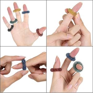 Akupunktur tedavisi için paslanmaz çelik Fidget oyuncak parmak masaj halka el gevşeme kan dolaşımı ağrı stres giderici - Product Image 6