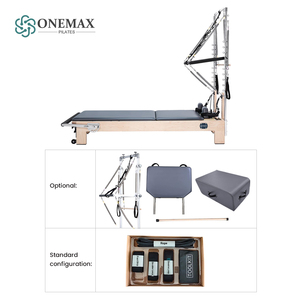 ONEMAX Reformer <span class=keywords><strong>Pilates</strong></span> en Bois d'Érable avec Demi-Tourneuse, 15 Niveaux de Ressorts Réglables, <span class=keywords><strong>Barre</strong></span> de Pieds à 7 Vitesses pour Studio et Domicile - Product Image 3