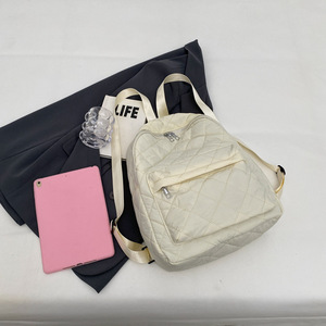 Professional Customization Travel Hiking Casual Diamond Quilted Solid Color Backpack - Product Image 3