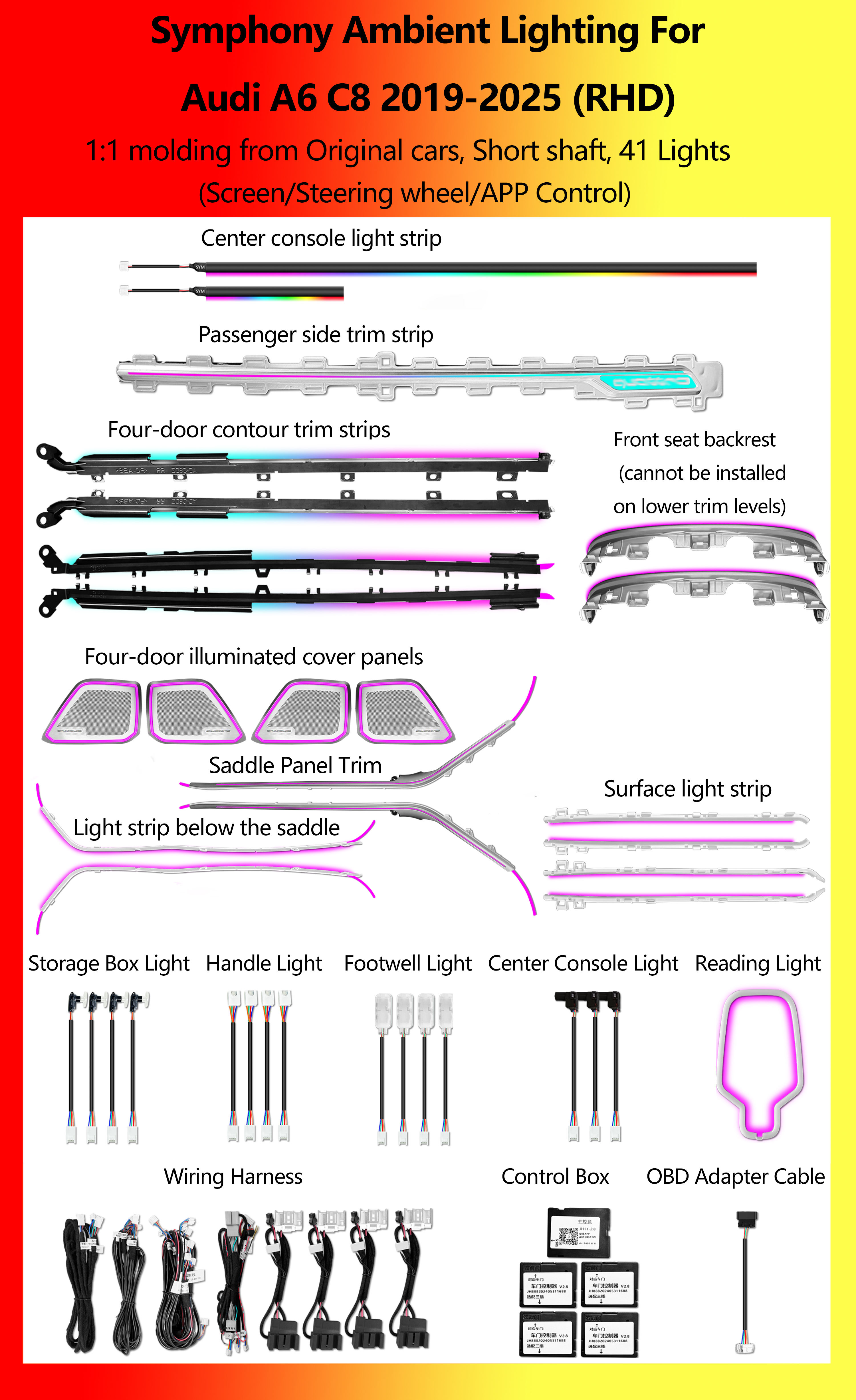Audi A6 C8 Arbre court Symphony 41 lumières RHD