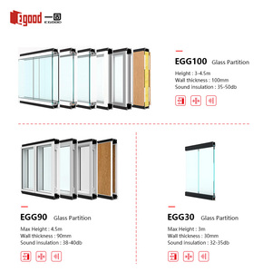 Cloison en verre et aluminium à double vitrage insonorisée pour salle de conférence de bureau avec design de séparation moderne - Product Image 3