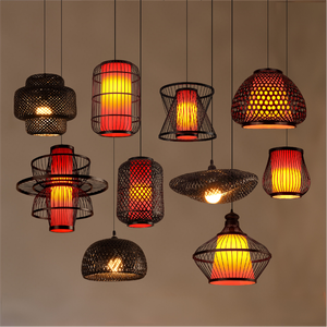 Suspension moderne en bambou de Chine avec lampe ronde en rotin fait main pour lustre d'hôtel de ferme - Product Image 6