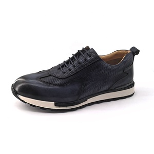 Scarpe <span class=keywords><strong>da</strong></span> <span class=keywords><strong>Uomo</strong></span> Eleganti in Vera Pelle Blu Navy Resistenti all'Usura Fatte a Mano per Casual, Feste, Sport e Business - Product Image 6