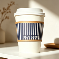 Manchon de tasse jetable en carton kraft ondulé de qualité alimentaire, durable, à motifs variés, pour logo personnalisé, pour tasses à thé et à café, vente en gros