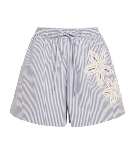 Pantalones Cortos Casuales a Rayas con Bordado de Cuentas Elegantes y Modernos para Mujer 2026, Transpirables, Florales, Hechos a Medida - Product Image 4