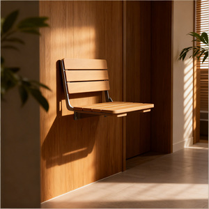 Xiao Ge Solid Wood <b>Folding</b> <b>Shower</b> <b>Stool</b> 39x34x26.6cm Foldable Non Slip Bathroom Entryway Use - Product Image 3