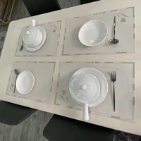 Napperons de table en cuir PVC, résistants à l'eau, à l'huile et aux rayures, pour la décoration de table domestique