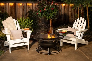 Chimenea de Acero para Interiores y Exteriores, Color Negro Metálico, Área de Cocción Amplia, para Botellas de Cerveza, Redonda, con Parrilla - Product Image 6