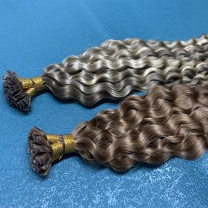 Venta al por mayor de doble dibujado virgen <span class=keywords><strong>brasileño</strong></span> Remy Pelo Rizado punta plana nuevo mercado de destino salones de belleza Peluqueros - Product Image 3