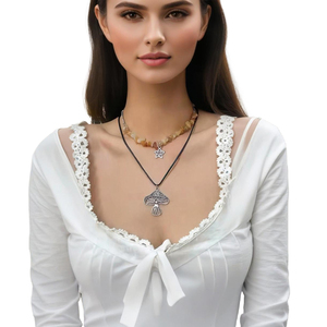 Bohemian <span class=keywords><strong>2</strong></span> lớp sao/sứa Dây chuyền mặt dây chuyền cho phụ nữ hợp thời trang Tự Làm đá tự nhiên đính cườm Choker Chuỗi thời trang đồ trang sức quà tặng - Product Image 1