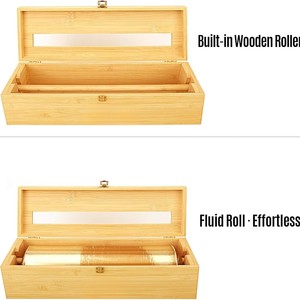 Bamboo Food Preservation Film <b>Box</b> With Cutter Rectangular Keep Fresh <b>Storage</b> Container For <b>Kitchen</b> Use - Product Image 3
