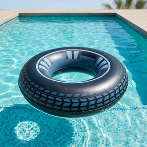 Flotador Inflable Redondo de PVC Negro de 90 CM para Niños y Adultos, Piscina con Opción de Logotipo Personalizado - Product Image 2