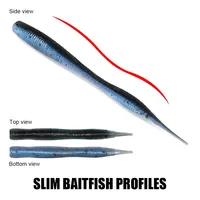 Spinpoler 48mm Ajing Worm Señuelo Artificial Wobbler Suave de Silicona Micro Mini para Pesca en Roca, Lubina y Caballa, 20 unidades