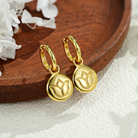 Anting Hoop Huggie Bunga Emas 14K YBO Personalisasi, Anting Trendy Wanita dari Kuningan Tempa, Bersertifikat, Cocok untuk Hadiah
