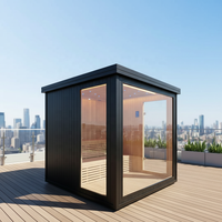 Sauna extérieur moderne pour 2 à 6 personnes, design familial noir, chauffage à vapeur sèche et humide, bois de cèdre rouge massif 6