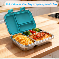 Boîte à lunch portable en acier inoxydable 304, mignonne, anti-fuite, chauffable, avec plus de 3 compartiments, sans BPA