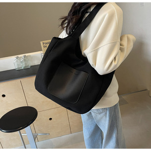 Sac fourre-tout tendance en toile grande capacité pour étudiant, style urbain minimaliste, idéal pour les trajets quotidiens - Product Image 2