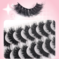 D Curl Winged Cat Eye Dicke, flauschige Faux-Nerz-Wimpernstreifen auf weißer Palette – Volumen-Kunstwimpern für Fotoshootings & Social Media Vlogs