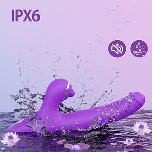 Dubbele kop konijn G-spot vibrator met clitorale flapperende stimulator Dubbele stimulatie Siliconen waterdicht seksspeeltjes voor volwassenen voor vrouwen - Product Image 5