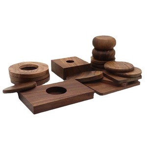 Ornements en bois Senyang, base ronde sculptée en noyer noir, décoration d'intérieur, fournitures artisanales - Product Image 1
