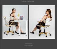 Chaise de bureau pivotante ergonomique de luxe en cuir PU, noir et or, chaise de bureau d'ordinateur
