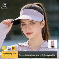 Topi Pelindung Matahari Satu Bagian Tanpa Jahitan, Anti-UV, Bahan Nilon Sutra Es, Dapat Disesuaikan, untuk Olahraga Luar Ruangan