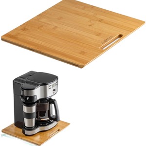 Plateau coulissant en bambou pour appareils de cuisine, plateau mobile en bois massif avec poignée 40x30cm - Product Image 5