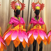 Robe à pétales de lotus lumineuse à LED, jupe de performance à fleurs scintillantes