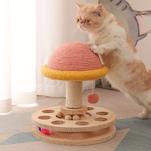 <b>Cat</b> <b>Scratching</b> <b>Post</b> Mushroom Shape With Wooden Base And Balls For <b>Cats</b> Durable Scratch Resistant Pet Toy - Product Image 1