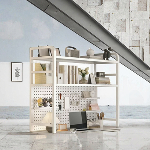 Customizable Size Modern Iron Multifunction Living Room & Student <b>Desk</b> Storage Shelves-Bookshelf with Wall Mount Cubby Shelf - Product Image 2