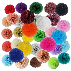 Vente en gros de pompons en papier boules de fleurs faites à la main décor origami décoration de fête de mariage maison <span class=keywords><strong>bricolage</strong></span> artisanat papier pompons fournitures - Product Image 6
