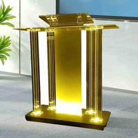 Pupitre en Acrylique Transparent avec Roues, Chaires Roulantes pour Églises, Pupitre de Sol Roulant avec Lumière, pour Salles de Conférence et Églises