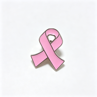 Broche personnalisée en alliage de zinc avec ruban rose de sensibilisation au cancer du sein, épinglette en émail souple, vente en gros directe usine