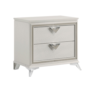 Antique White Nightstand 2 <b>Drawers</b> <b>Storage</b> Modern Luxury Bedroom Furniture 1pc - Product Image 3