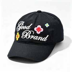 หมวกแก๊ปปักลายตัวอักษรสีดำแบบยูนิเซ็กซ์ 6 แผง ผ้าแคนวาส พร้อมหัวเข็มขัดโลหะ สำหรับใส่ลำลองทุกวัน - Product Image 3