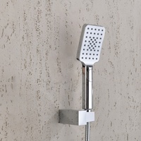 Ensemble de douche encastré 3 voies chromé avec pommeau de pluie carré, bras mural, levier dissimulé, douchette carrée et bec cascade